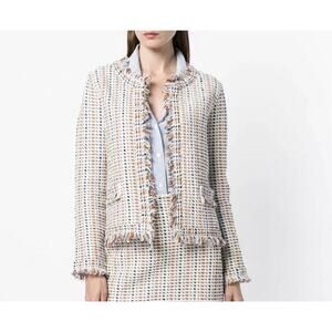Tory Burch Hollis Linen Blend Fringe Tweed
Cardigan Blazer XS